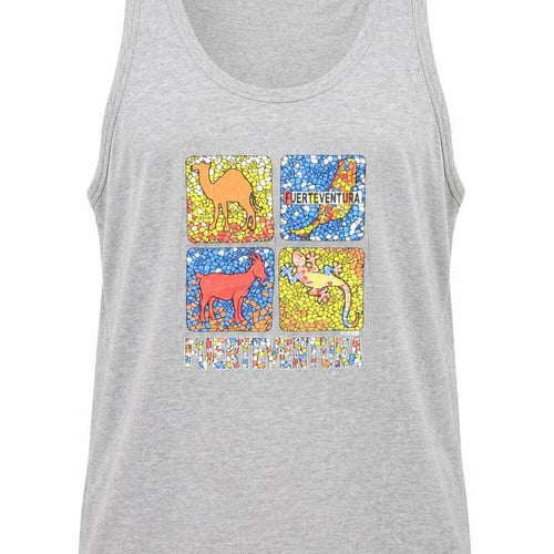American Zone Men’s Grey Cotton Tank Top XXL Fuerteventura Graphic