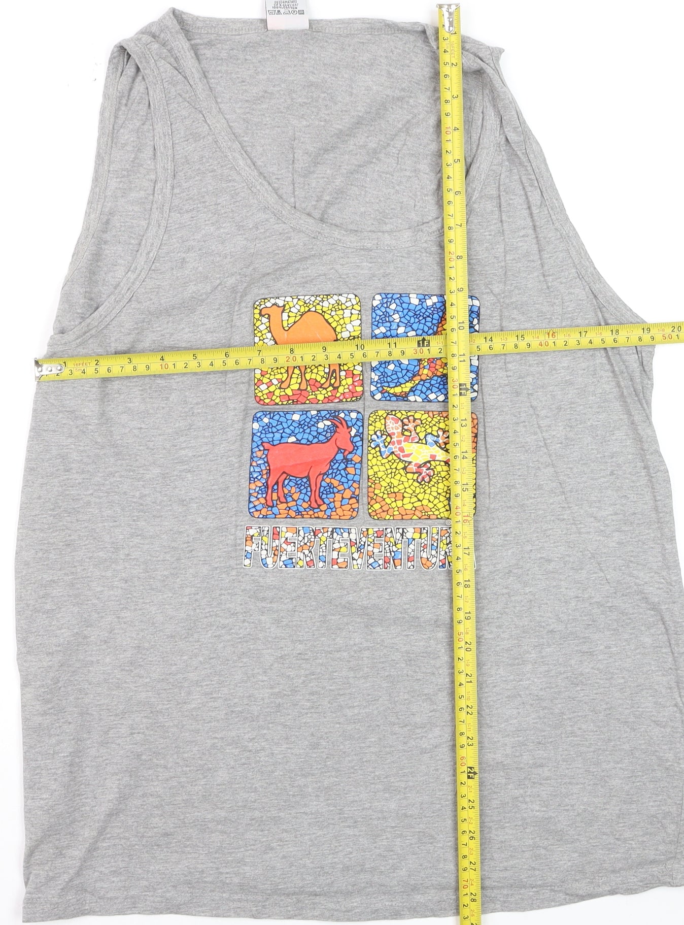 American Zone Men’s Grey Cotton Tank Top XXL Fuerteventura Graphic