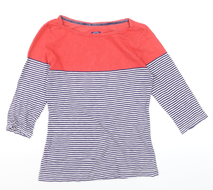 Joules Womens Multicoloured Striped 3/4 Sleeve Cotton T-Shirt Size 12