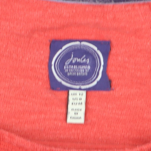 Joules Womens Multicoloured Striped 3/4 Sleeve Cotton T-Shirt Size 12