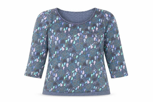 Front view of Mantaray Women Blue, size 14, 3/4 Sleeve Cotton T-Shirt
