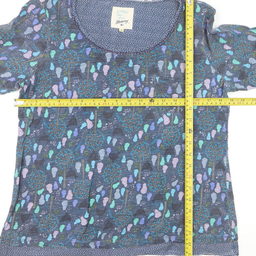 Mantaray Women Blue Size 14 3/4 Sleeve Cotton T-Shirt