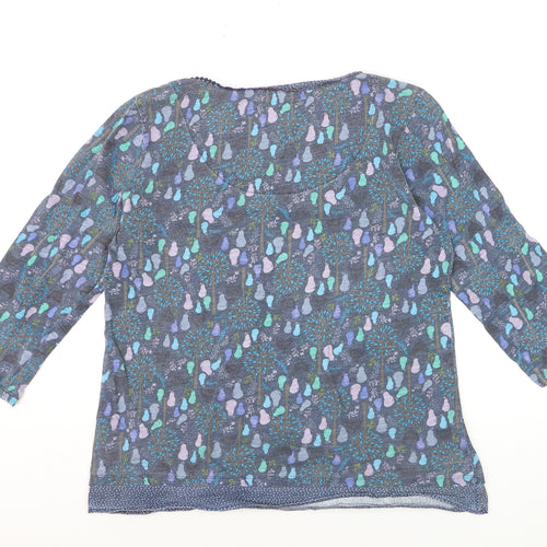 Mantaray Women Blue Size 14 3/4 Sleeve Cotton T-Shirt