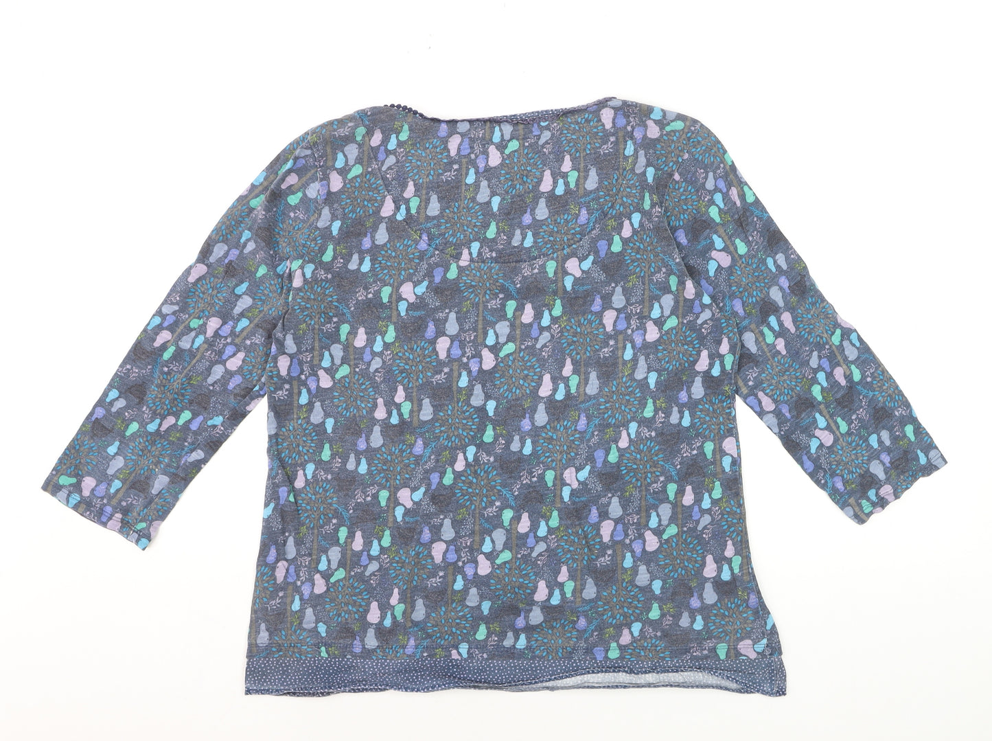 Mantaray Women Blue Size 14 3/4 Sleeve Cotton T-Shirt