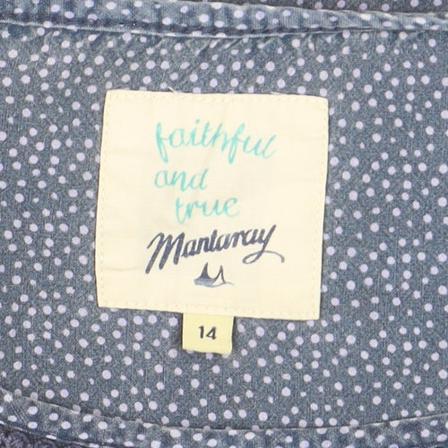 Mantaray Women Blue Size 14 3/4 Sleeve Cotton T-Shirt