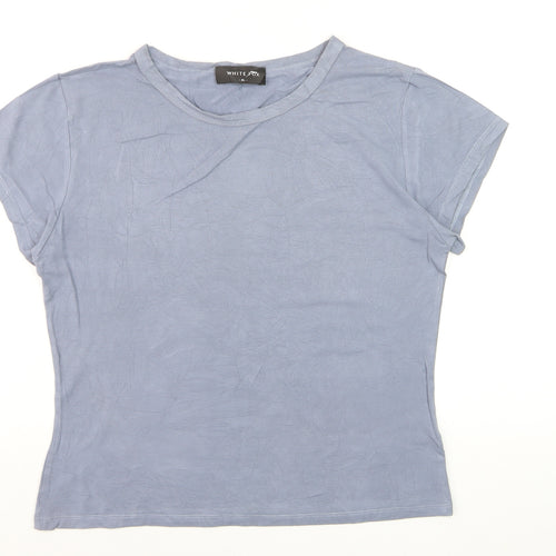 White Fox Women's Blue Short Sleeve Slim Fit Basic T-Shirt XL
