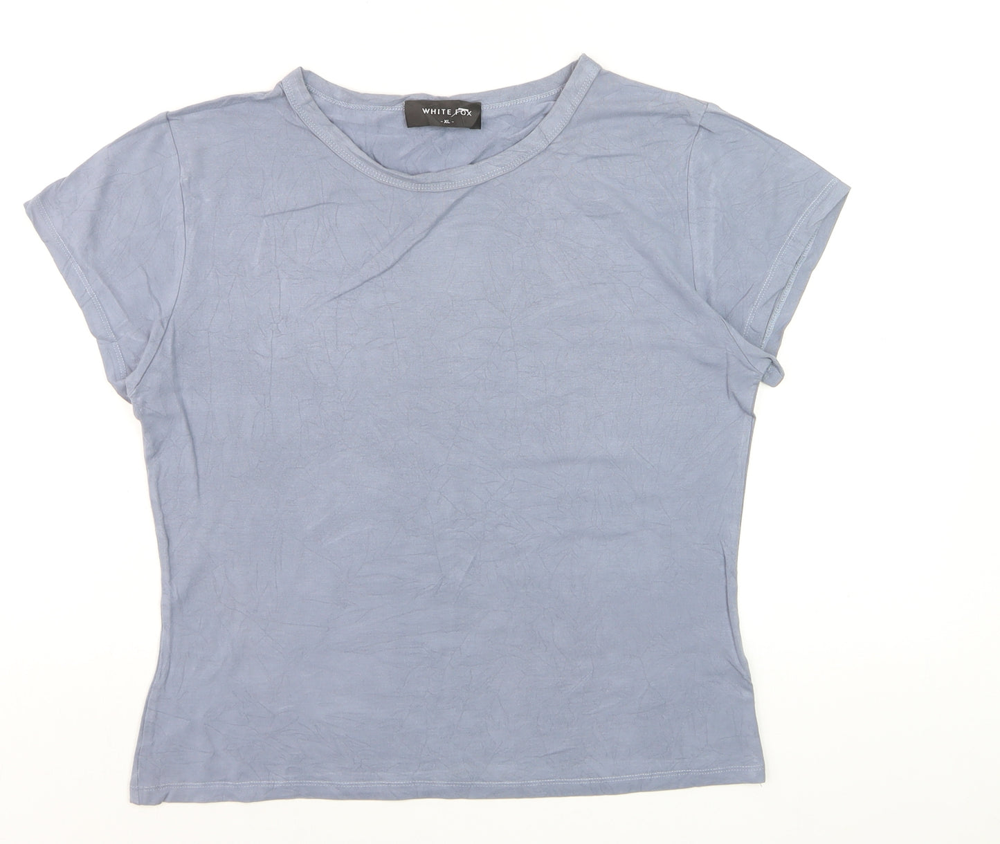 White Fox Women's Blue Short Sleeve Slim Fit Basic T-Shirt XL