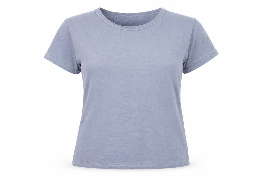 Front view of White Fox Women's Blue Short Sleeve Slim Fit Basic T-Shirt XL