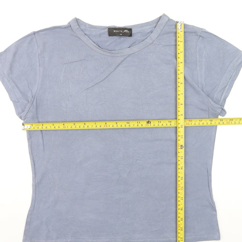White Fox Women's Blue Short Sleeve Slim Fit Basic T-Shirt XL