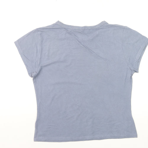 White Fox Women's Blue Short Sleeve Slim Fit Basic T-Shirt XL