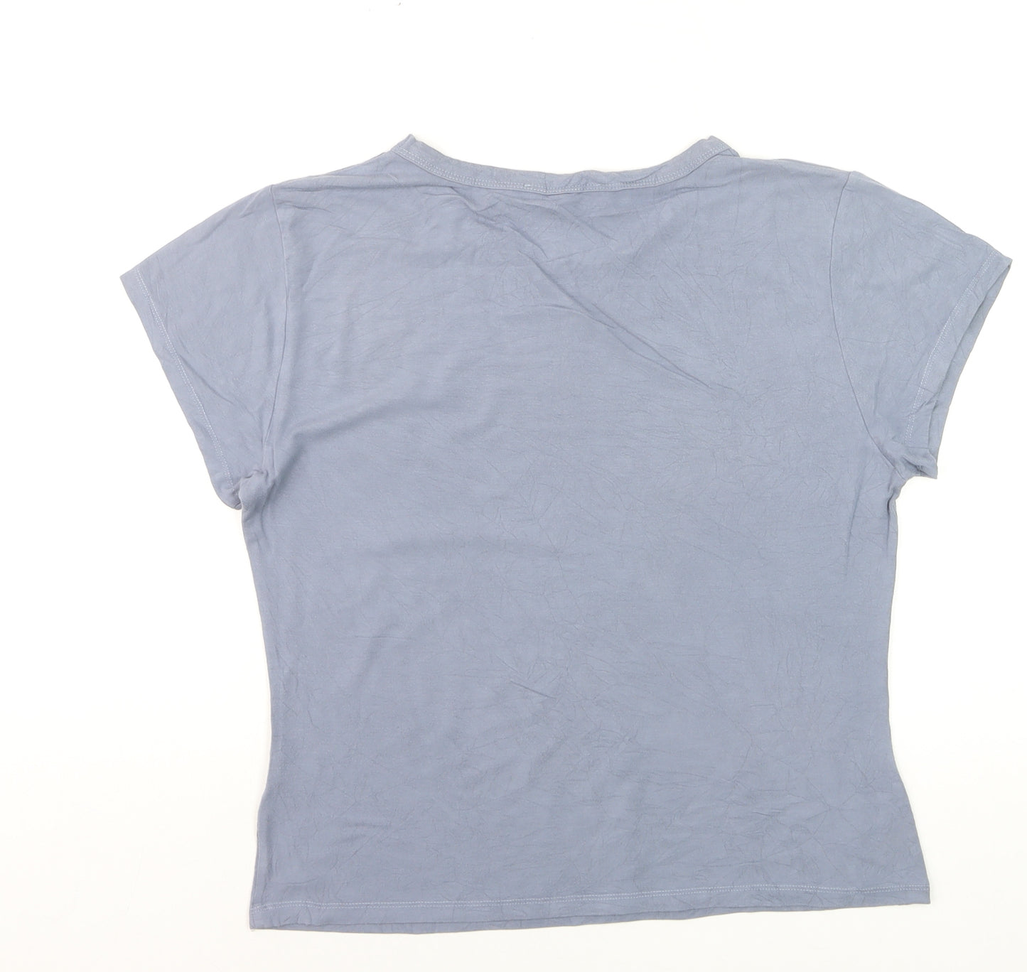 White Fox Women's Blue Short Sleeve Slim Fit Basic T-Shirt XL