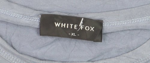 White Fox Women's Blue Short Sleeve Slim Fit Basic T-Shirt XL