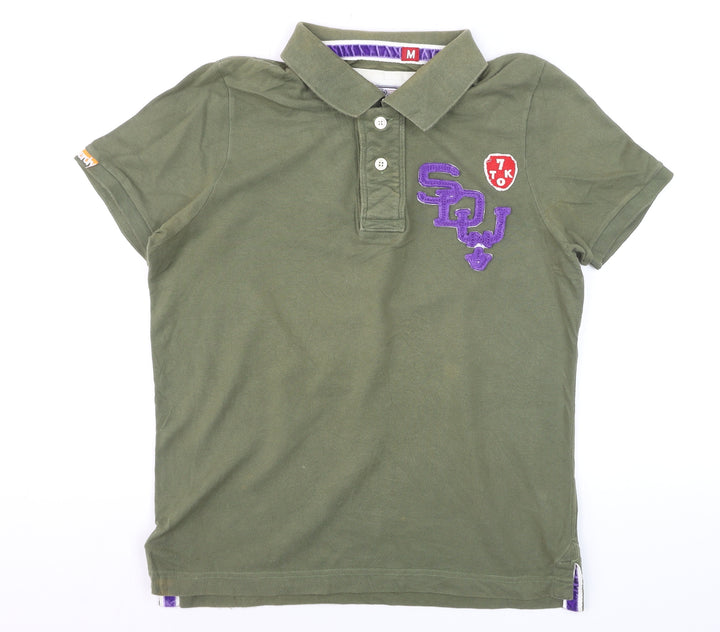 Superdry Men's Green Cotton Polo Shirt M Embroidered Preppy Style