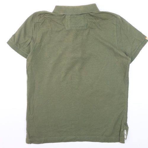Superdry Men's Green Cotton Polo Shirt M Embroidered Preppy Style
