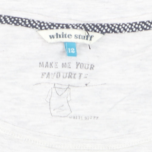 White Stuff Women's White Long Sleeve Cotton Jersey T-Shirt Size 12