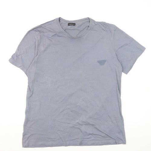 Emporio Armani Men's Blue Crew Neck Cotton T-Shirt Size L