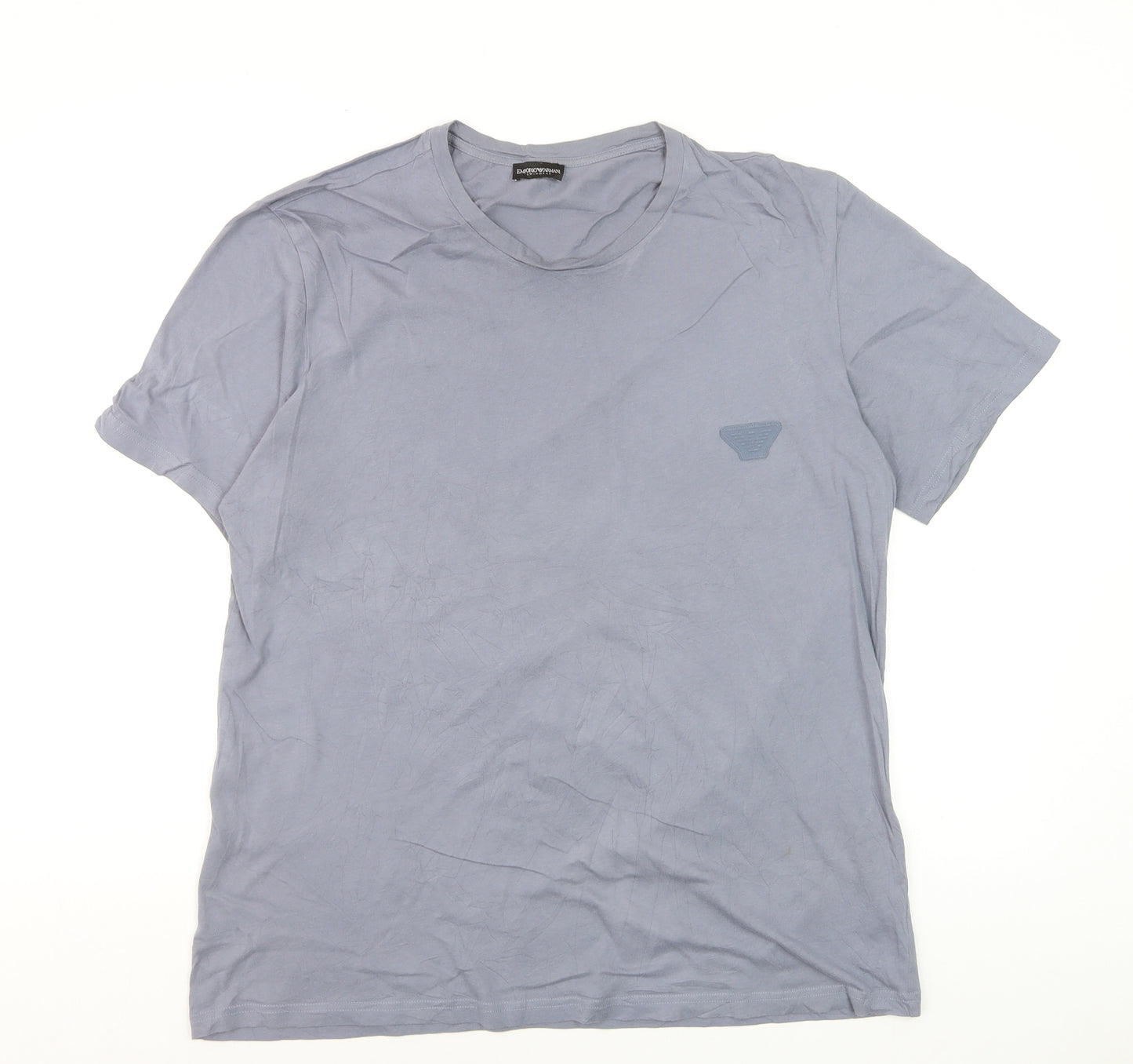 Emporio Armani Men's Blue Crew Neck Cotton T-Shirt Size L