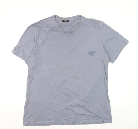 Emporio Armani Men's Blue Crew Neck Cotton T-Shirt Size L