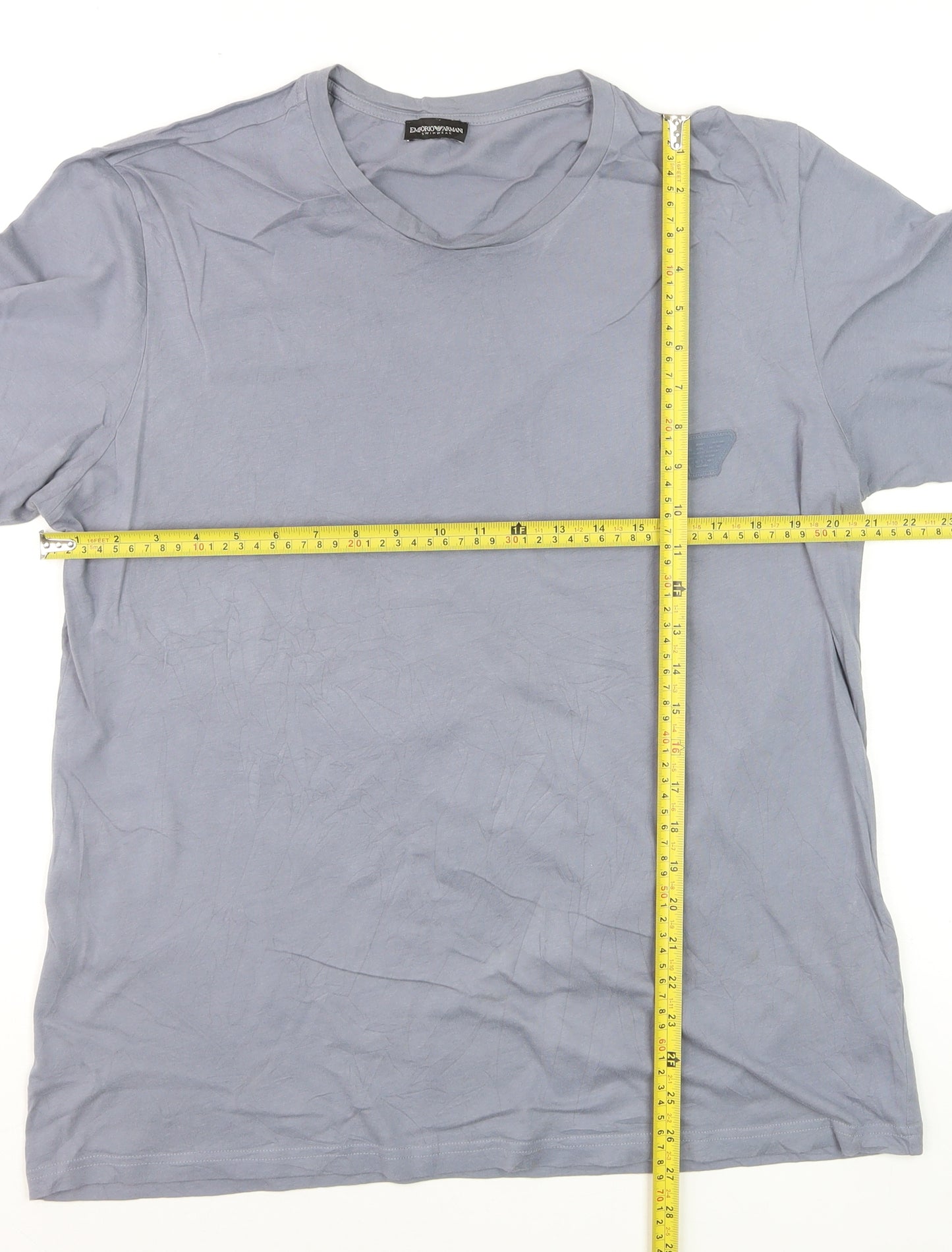 Emporio Armani Men's Blue Crew Neck Cotton T-Shirt Size L