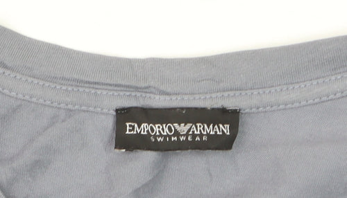 Emporio Armani Men's Blue Crew Neck Cotton T-Shirt Size L