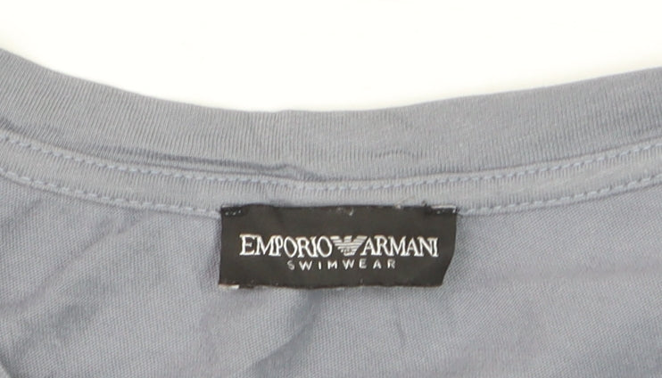 Emporio Armani Men's Blue Crew Neck Cotton T-Shirt Size L