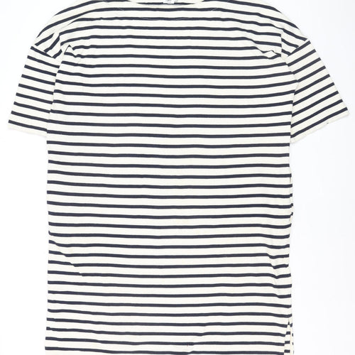 Kin by John Lewis Women White Striped Cotton T-Shirt Dress L