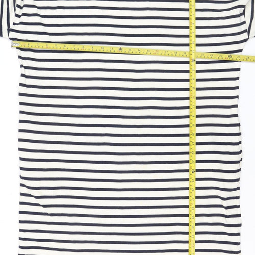 Kin by John Lewis Women White Striped Cotton T-Shirt Dress L