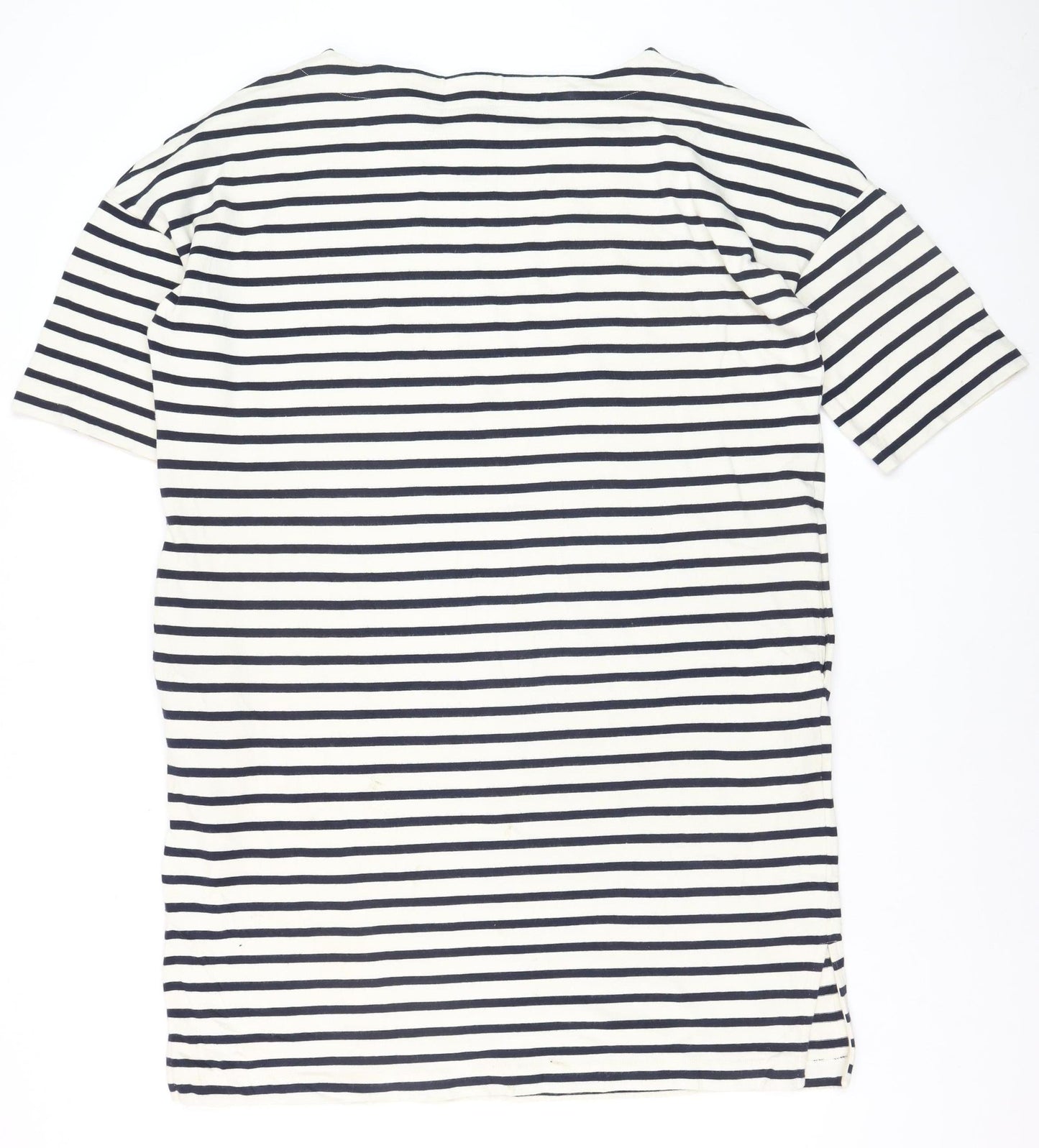 Kin by John Lewis Women White Striped Cotton T-Shirt Dress L