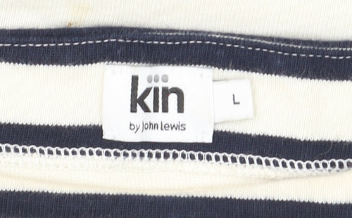 Kin by John Lewis Women White Striped Cotton T-Shirt Dress L