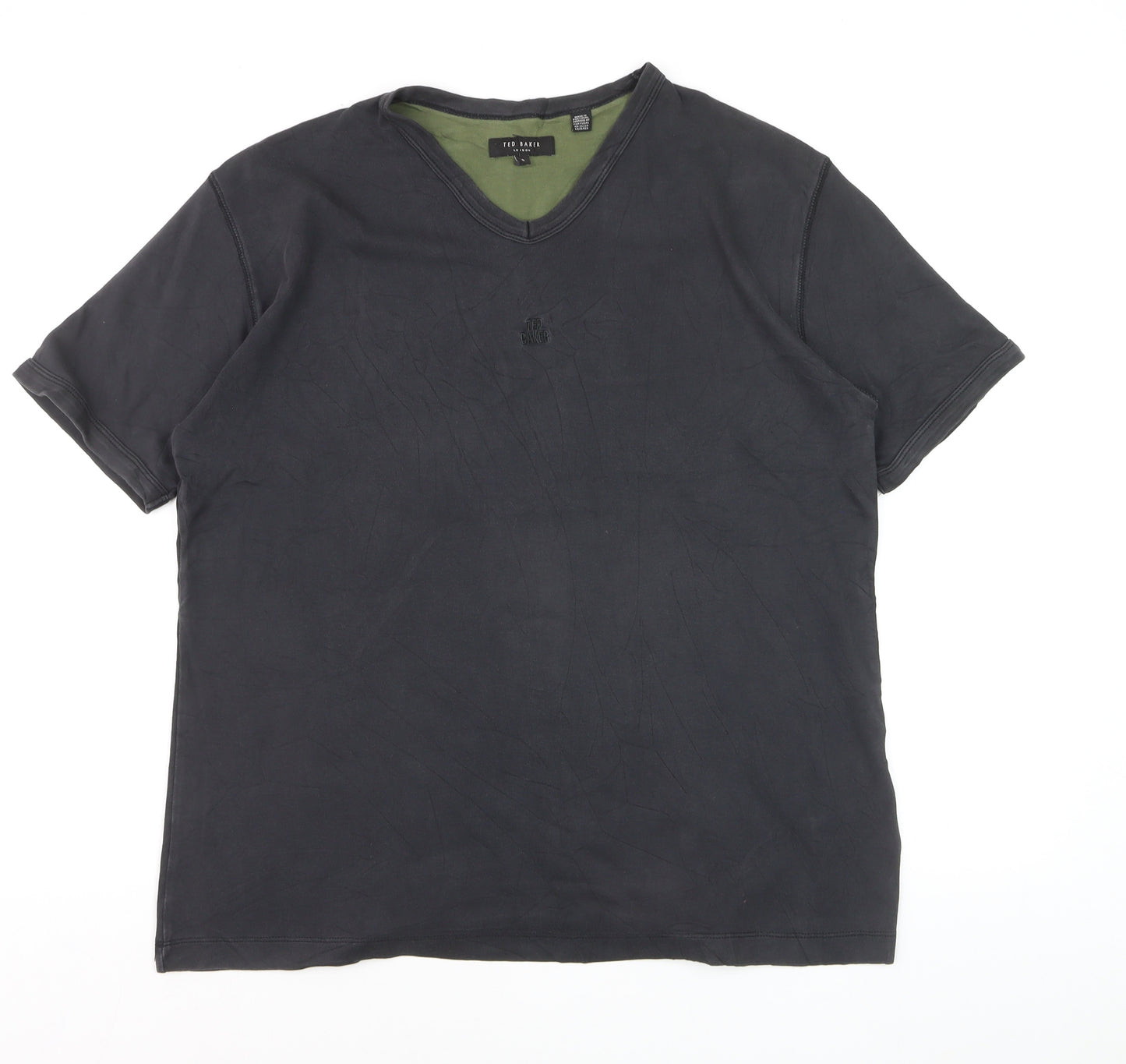 Ted Baker Men's Black V-Neck Short Sleeve T-Shirt Size L Cotton