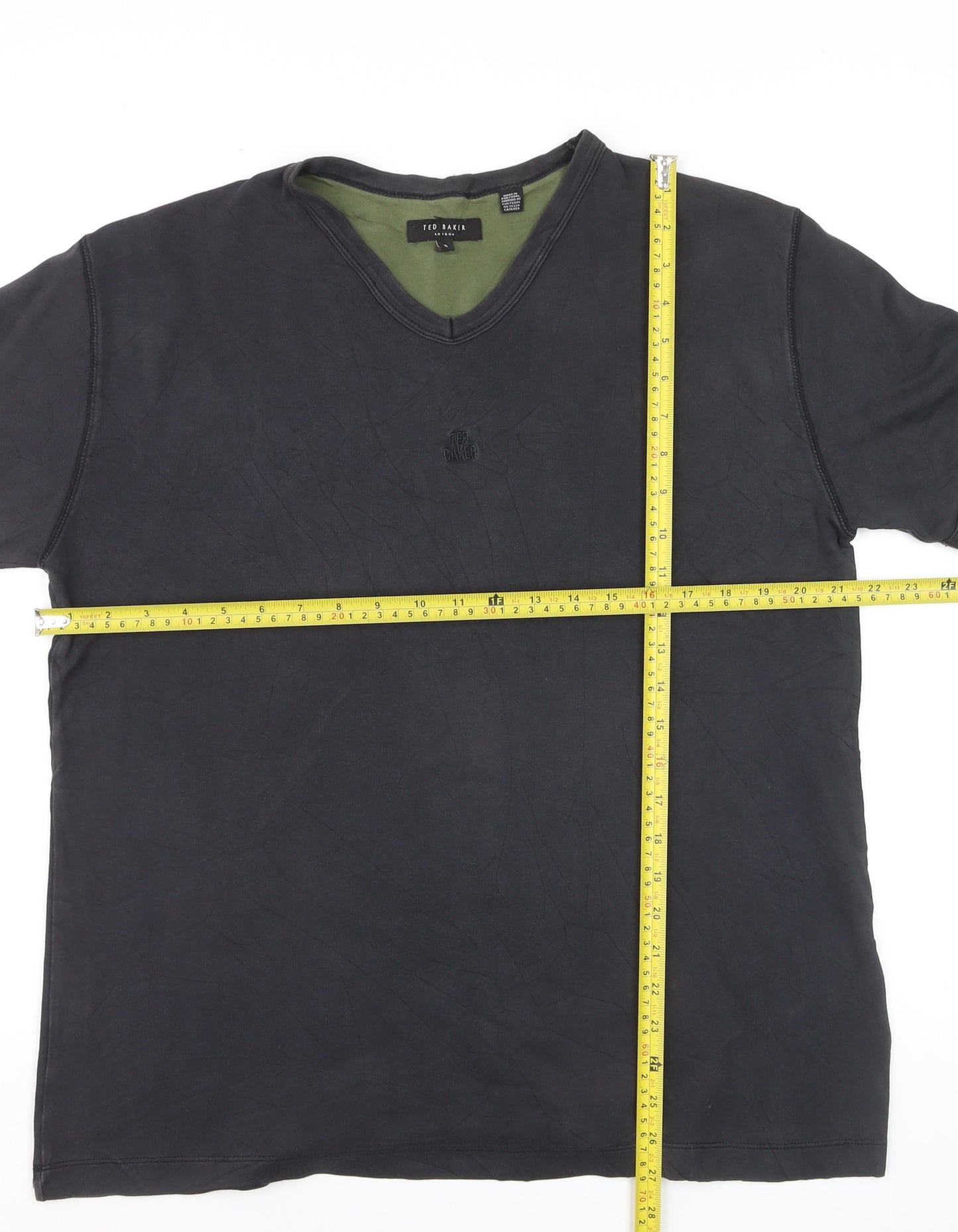 Ted Baker Men's Black V-Neck Short Sleeve T-Shirt Size L Cotton