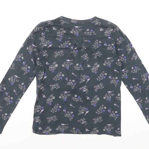 White Stuff Womens Blue Floral Long Sleeve Cotton Tunic Blouse Size 10