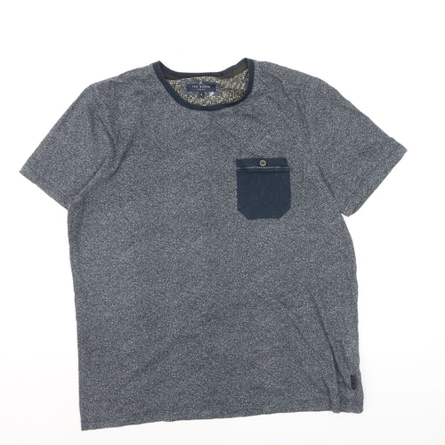 Ted Baker Men Blue Crew Neck Short Sleeve Cotton T-Shirt Size L
