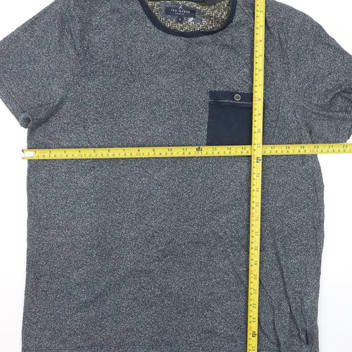 Ted Baker Men Blue Crew Neck Short Sleeve Cotton T-Shirt Size L