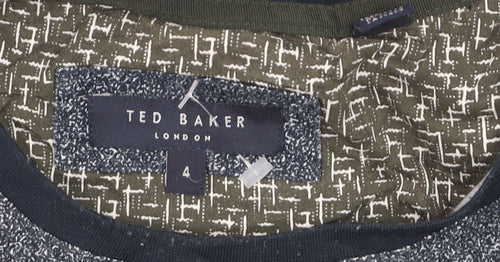 Ted Baker Men Blue Crew Neck Short Sleeve Cotton T-Shirt Size L
