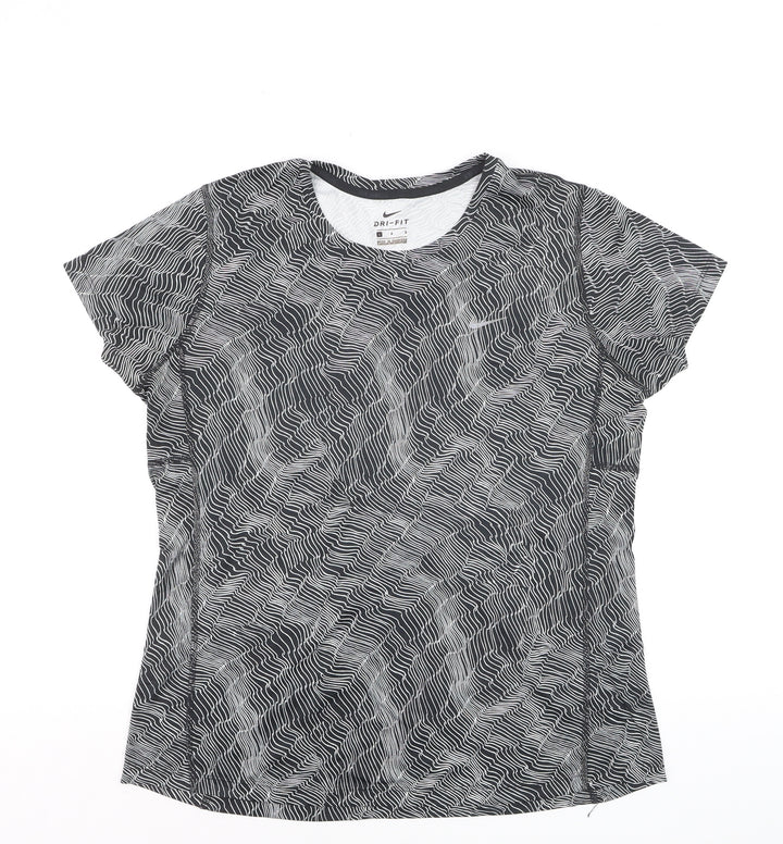 Nike Women's Black Dri-Fit Running T-Shirt Size L Lightweight Activewear Top