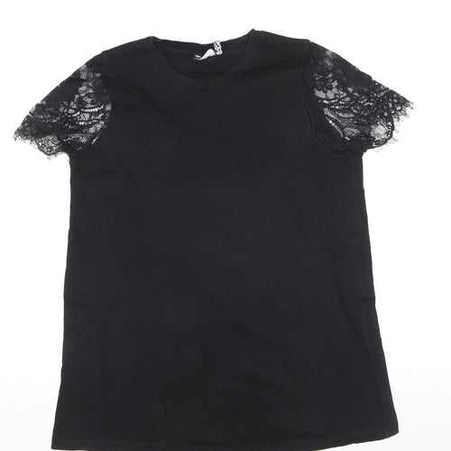 ASOS DESIGN Women’s Black Lace Sleeve Maternity T-Shirt Size 10