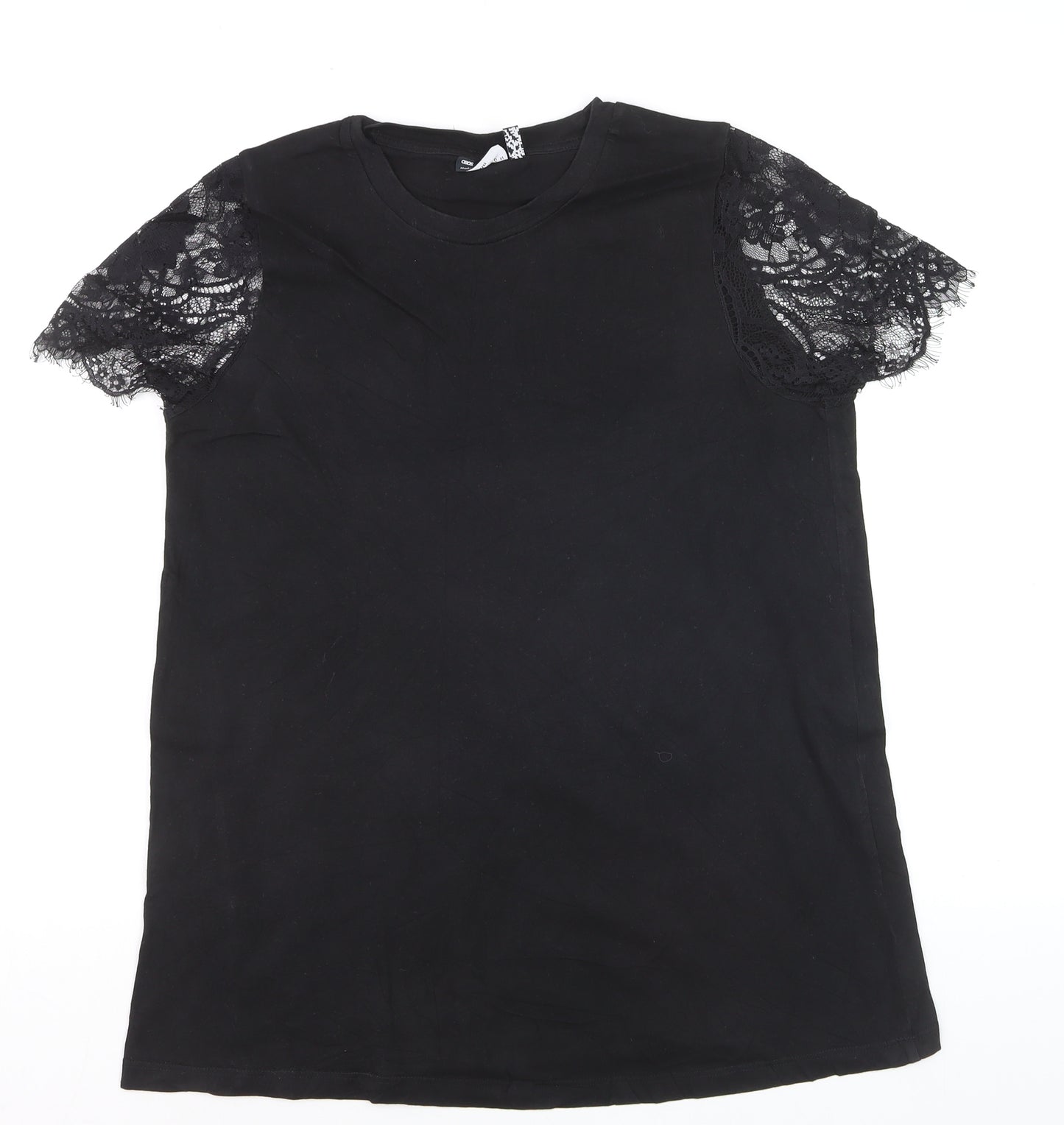 ASOS DESIGN Women’s Black Lace Sleeve Maternity T-Shirt Size 10
