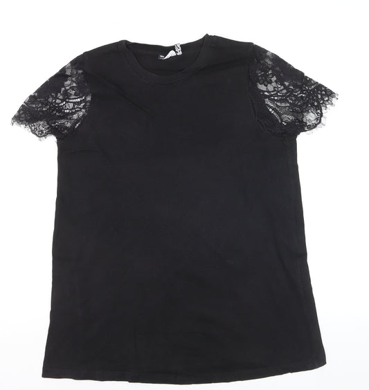 ASOS DESIGN Women’s Black Lace Sleeve Maternity T-Shirt Size 10