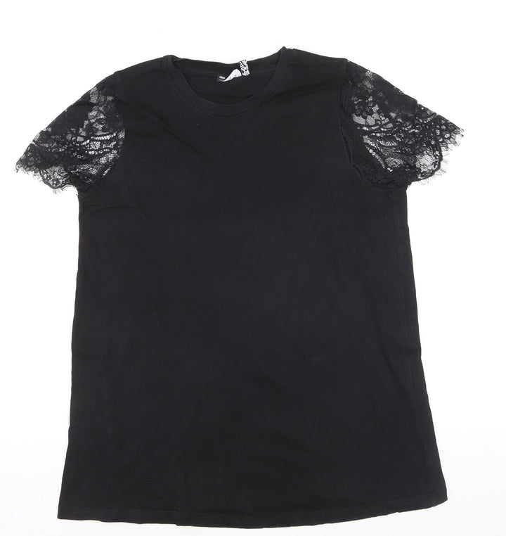 ASOS DESIGN Women’s Black Lace Sleeve Maternity T-Shirt Size 10