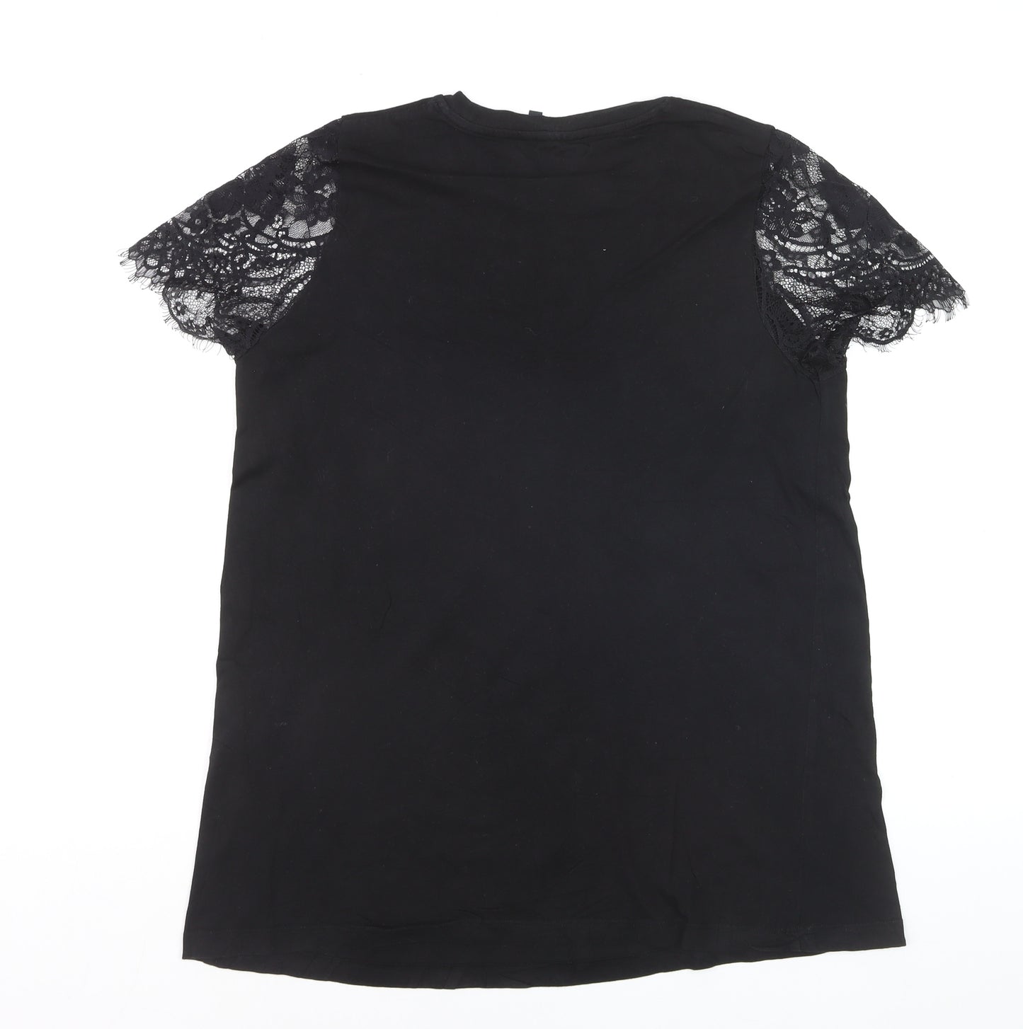 ASOS DESIGN Women’s Black Lace Sleeve Maternity T-Shirt Size 10