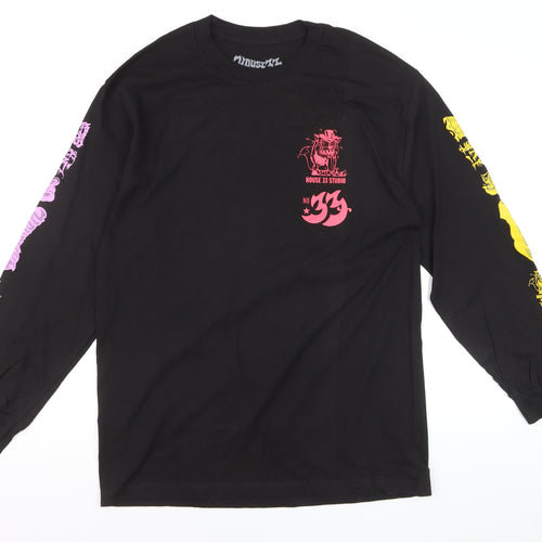 House 33 Men's Black Long Sleeve Graphic Cotton T-Shirt Size L
