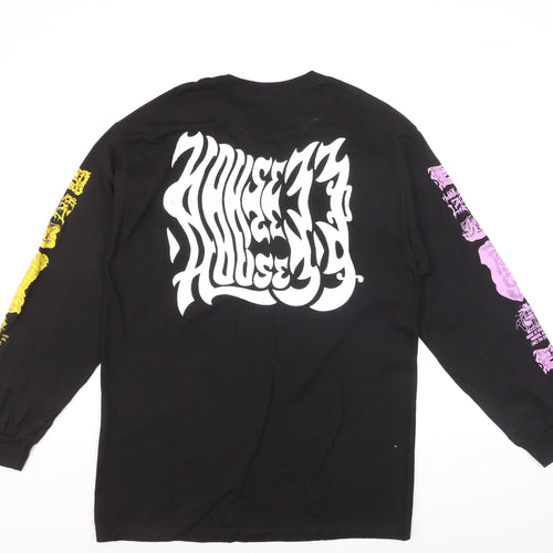 House 33 Men's Black Long Sleeve Graphic Cotton T-Shirt Size L