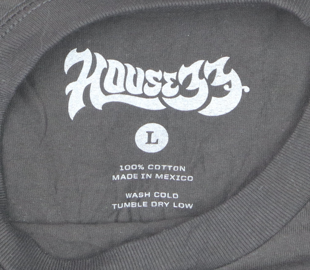 House 33 Men's Black Long Sleeve Graphic Cotton T-Shirt Size L