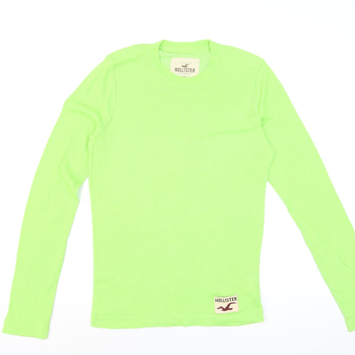 Hollister Men's Green Long Sleeve Slim Fit Cotton Top M