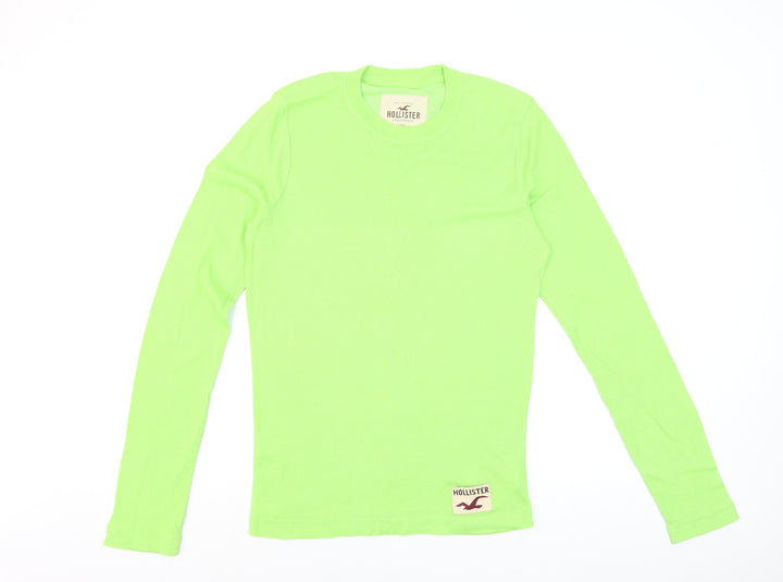 Hollister Men's Green Long Sleeve Slim Fit Cotton Top M