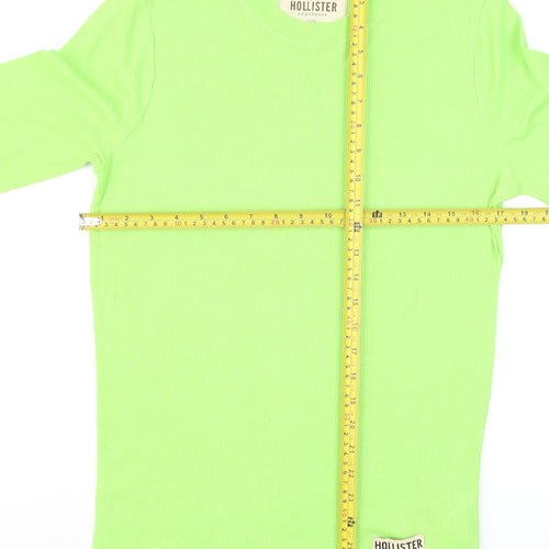 Hollister Men's Green Long Sleeve Slim Fit Cotton Top M