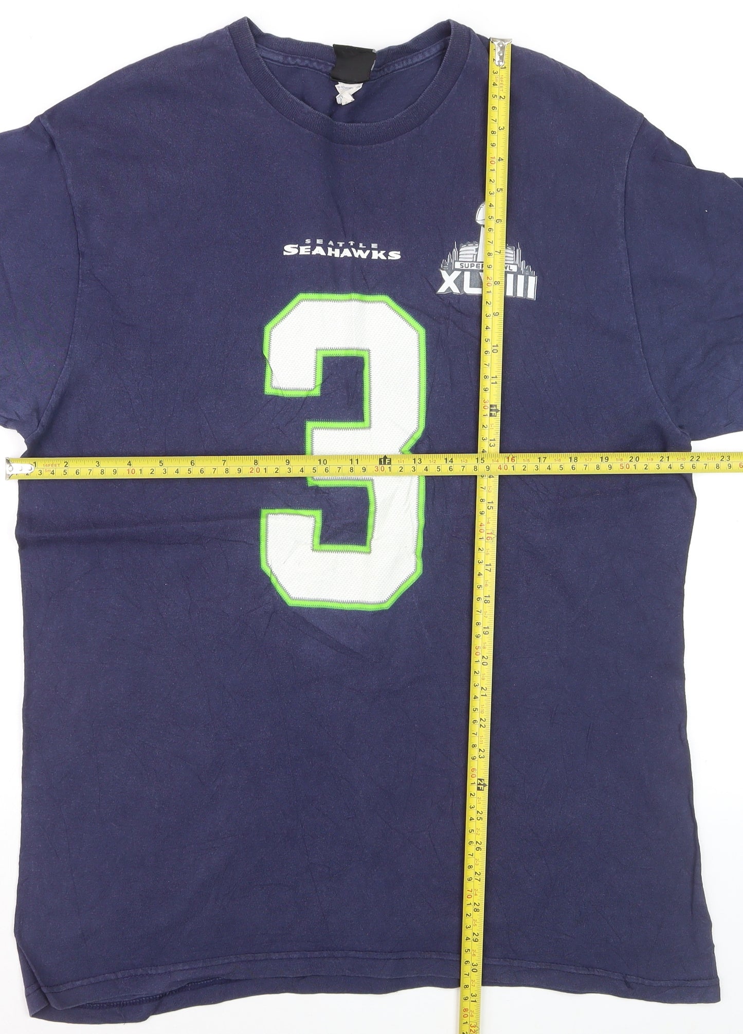 NFL Team Apparel Men’s Blue Seahawks #3 Graphic T-Shirt Size L