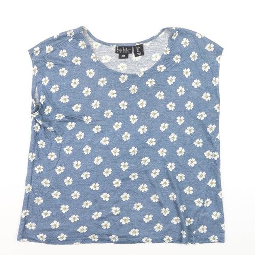Nicole Miller Women’s Blue Floral Linen Sleeveless T-Shirt Size S