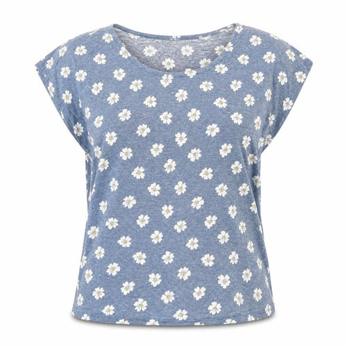 Nicole Miller Women’s Blue Floral Linen Sleeveless T-Shirt Size S
